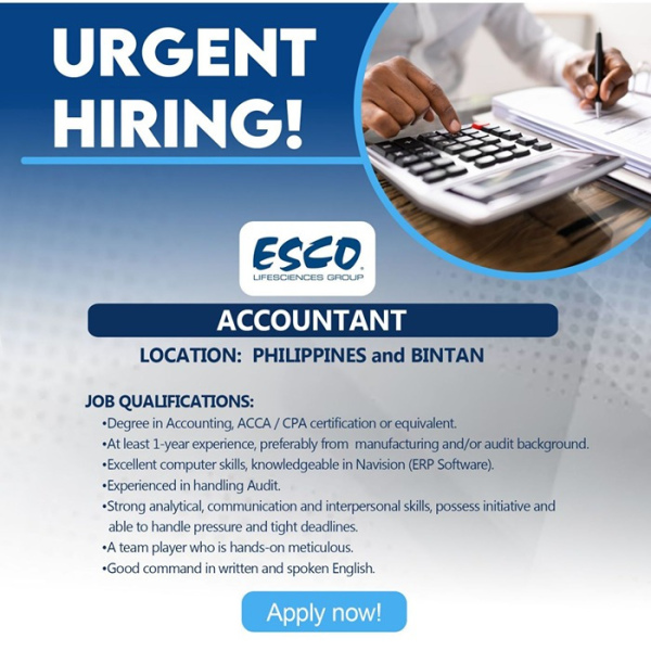 Accountant - ESCO (Philippines, Indonesia)