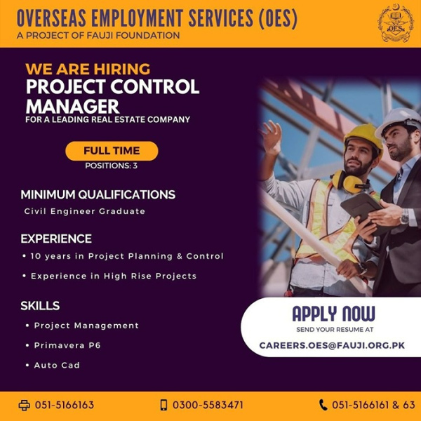 Manager Project Control - OES Fauji Foundation