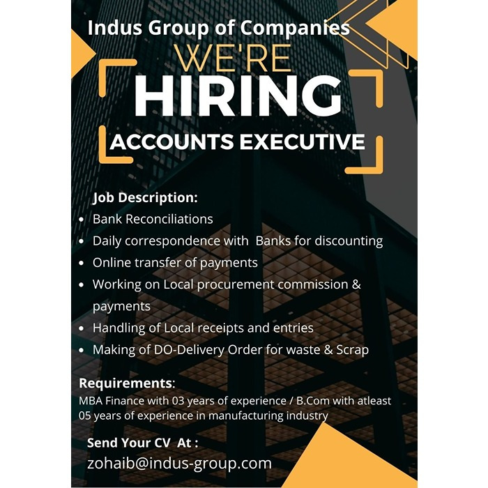 Accounts Executive - Indus Group